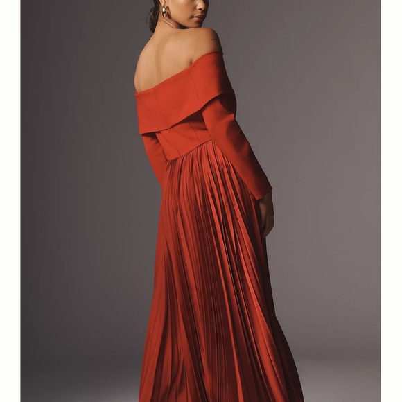 NWT Hutch Wedding Guest Dress Women's Long Sleeve Off-Shoulder Dress in Red - Picture 2 of 13